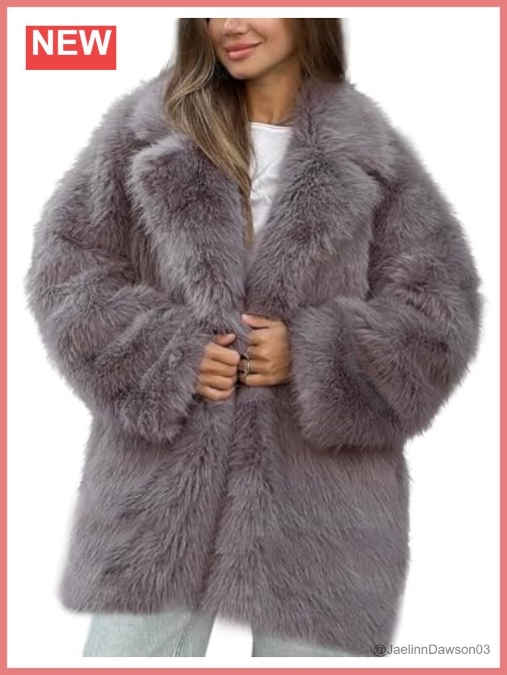 Faux Fur Coat Women Long Sleeve Winter Jacket Fluffy Warm Snap Button